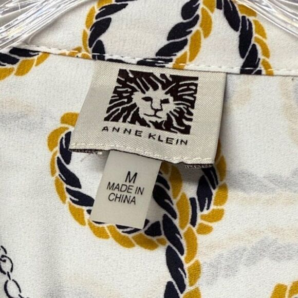 Anne Klein Womens Tunic Top Multicolor Chain Pattern 3/4 Sleeve High Low Size M - Picture 4 of 6